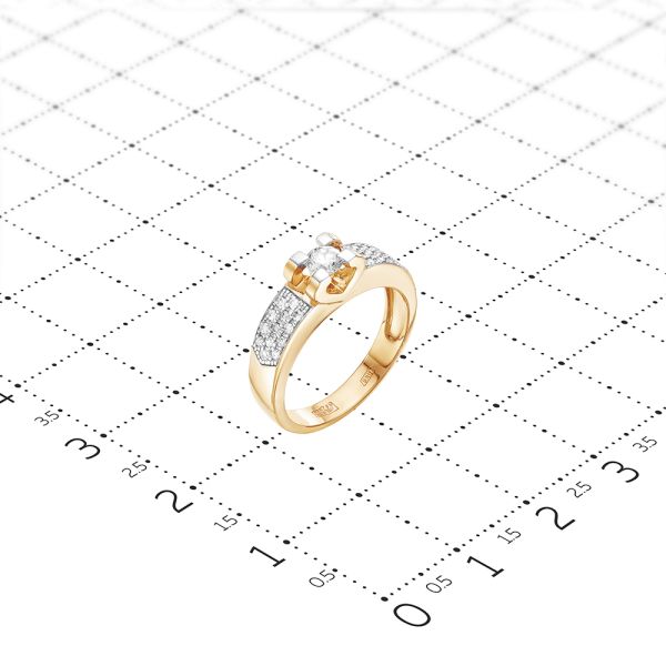 Кольцо с 27 бриллиантами из лимонного золота 85661