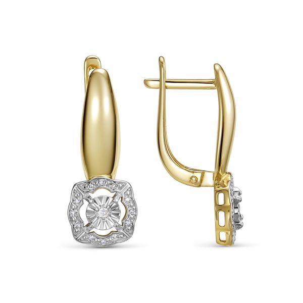 Серьги с 26 бриллиантами из лимонного золота 144603