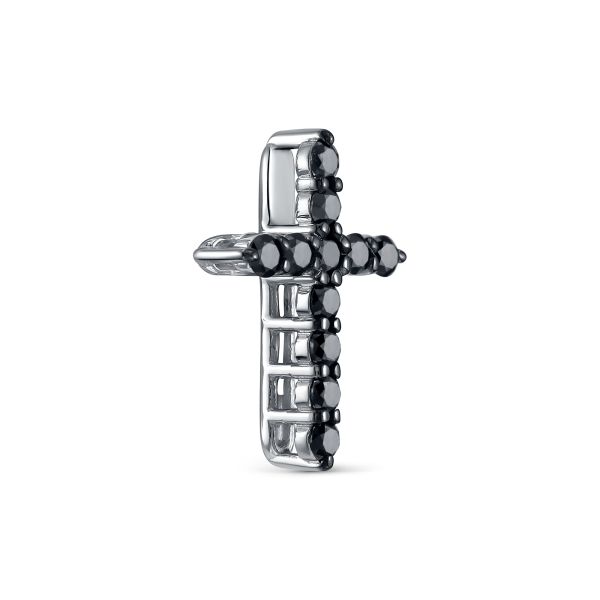 Декоративный крест с 11 черными бриллиантами из белого золота 77710