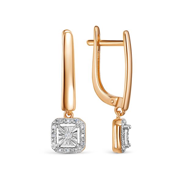 Серьги с 26 бриллиантами из красного золота 142811