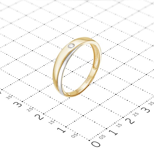Кольцо с бриллиантом 0.055 карат из лимонного золота 73128
