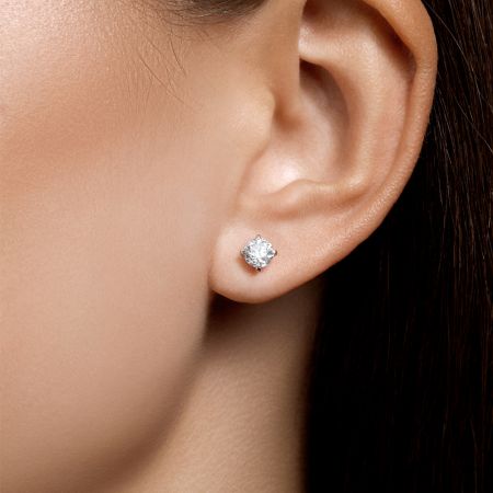 Серьги-пусеты с бриллиантами 1.06 карат из белого золота 72883