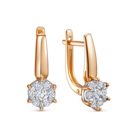 Серьги с 14 бриллиантами из красного золота 142813