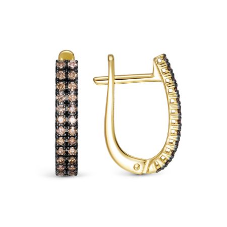 Серьги с 48 коньячными бриллиантами из лимонного золота 140763