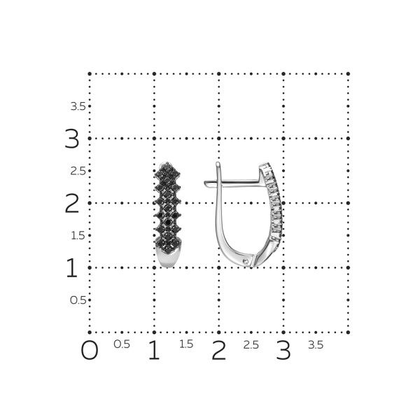 Серьги с 38 черными бриллиантами из белого золота 141354 Серьги с 38 черными бриллиантами из белого золота 141354