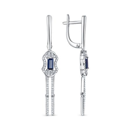 Серьги с сапфирами и 120 бриллиантами из белого золота 122860