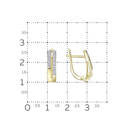 Серьги с 34 бриллиантами 0.17 карат из лимонного золота 129582