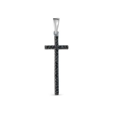 Декоративный крест с 24 черными бриллиантами из белого золота 118223