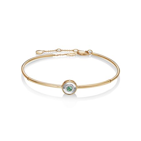 Браслет с изумрудом и 14 бриллиантами из красного золота 138978 Браслет с изумрудом и 14 бриллиантами из красного золота 138978