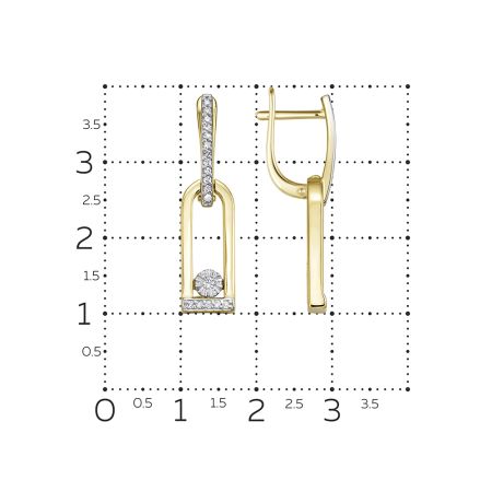 Серьги с 48 бриллиантами из лимонного золота 144591