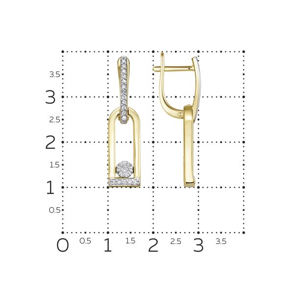 Серьги с 48 бриллиантами из лимонного золота 144591