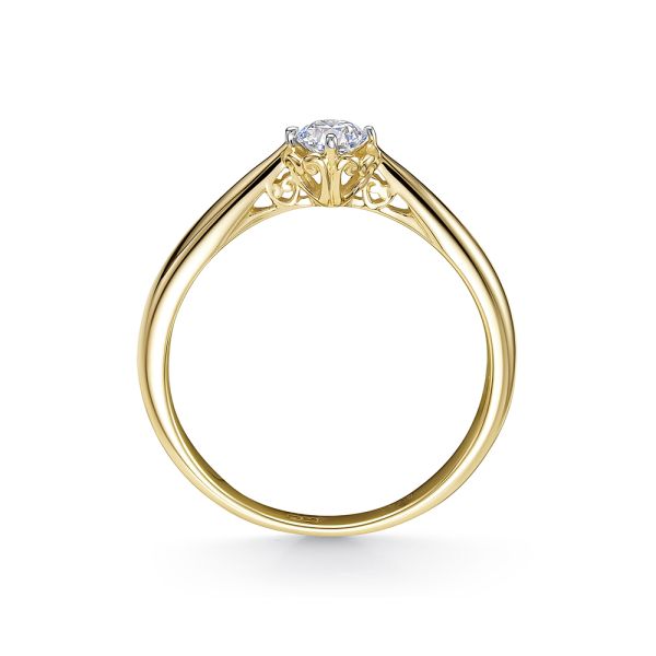 Кольцо с бриллиантом 0.215 карат из лимонного золота 114817