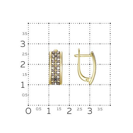 Серьги с 46 коньячными бриллиантами из лимонного золота 141364 Серьги с 46 коньячными бриллиантами из лимонного золота 141364