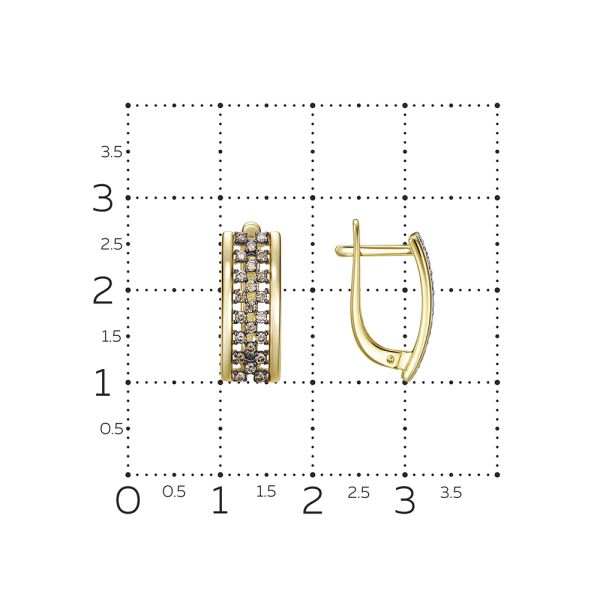 Серьги с 46 коньячными бриллиантами из лимонного золота 141364