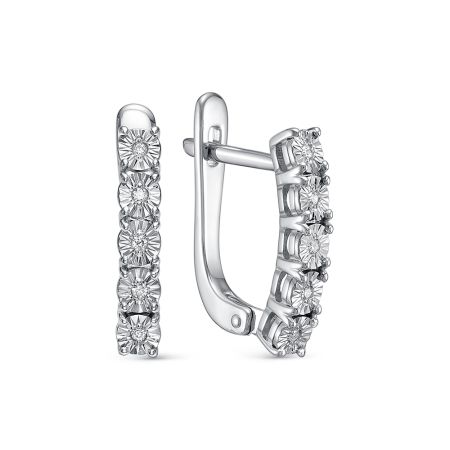 Серьги с 10 бриллиантами 0.05 карат из белого золота 143685