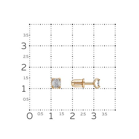 Серьги-пусеты с бриллиантами 0.03 карат из красного золота 142943