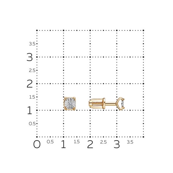Серьги-пусеты с бриллиантами 0.03 карат из красного золота 142943
