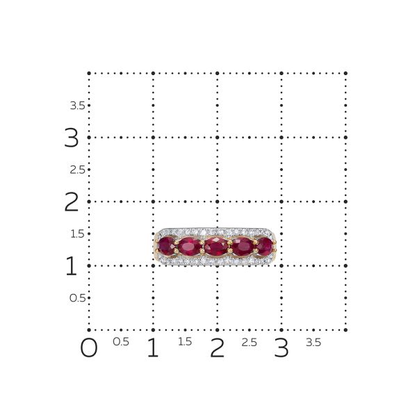Кольцо с 5 рубинами и 38 бриллиантами из красного золота 131190