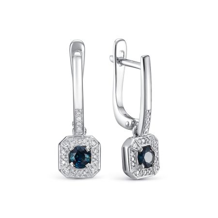 Серьги с сапфирами и 40 бриллиантами из белого золота 146429