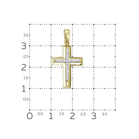 Декоративный крест с 20 бриллиантами 0.1 карат из лимонного золота 116715