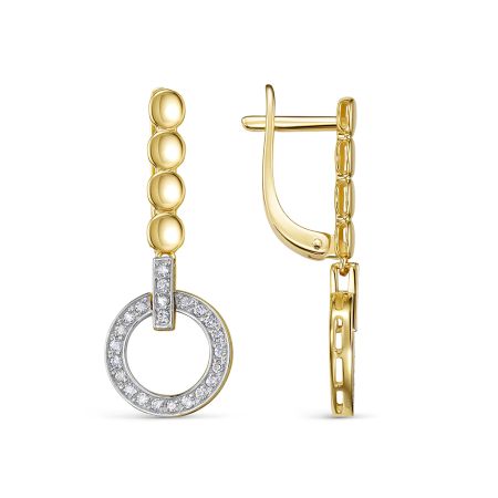 Серьги с 46 бриллиантами 0.322 карат из лимонного золота 144588