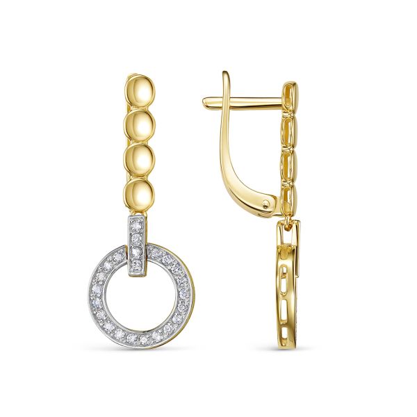 Серьги с 46 бриллиантами 0.322 карат из лимонного золота 144588