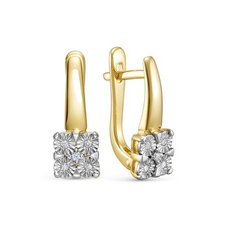 Серьги с 10 бриллиантами из лимонного золота 148253