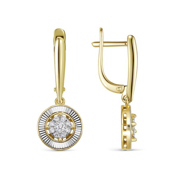 Серьги с 18 бриллиантами из лимонного золота 144586