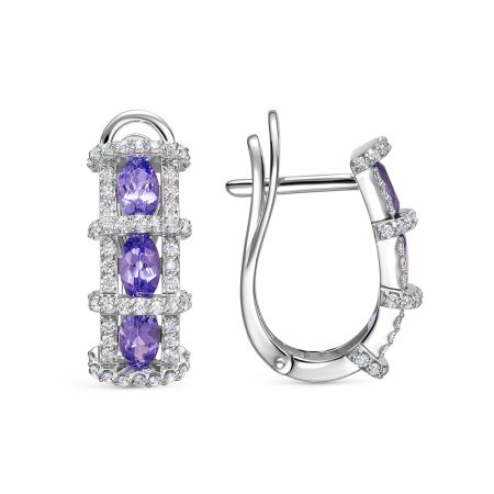 Серьги с 6 танзанитами и 108 бриллиантами из белого золота 144624