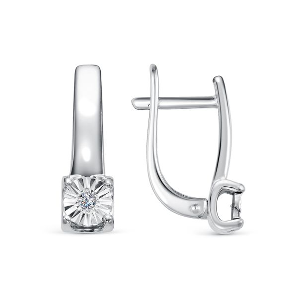 Серьги с бриллиантами 0.03 карат из белого золота 142853