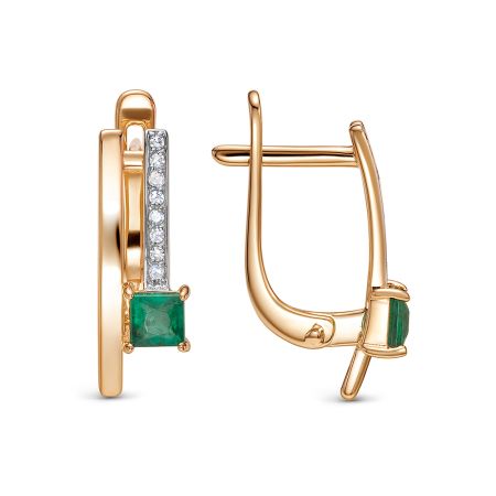 Серьги с изумрудами и 16 бриллиантами из красного золота 142844