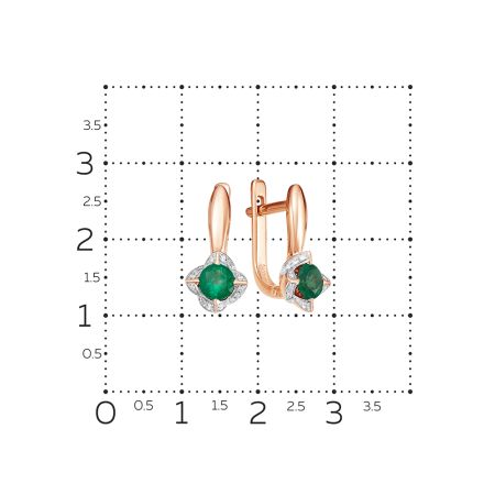 Серьги с изумрудами и 32 бриллиантами из красного золота 67612
