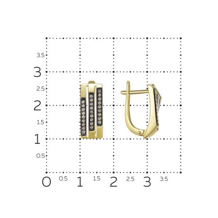 Серьги с 54 коньячными бриллиантами из лимонного золота 131478