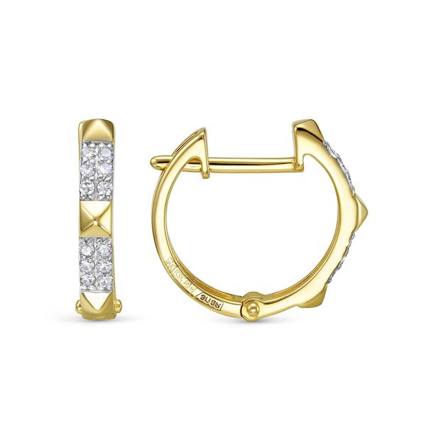 Серьги с 24 бриллиантами 0.12 карат из лимонного золота 140778