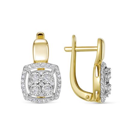 Серьги с 74 бриллиантами из лимонного золота 136329 Серьги с 74 бриллиантами из лимонного золота 136329