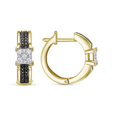 Серьги с 56 черными бриллиантами и 18 бриллиантами из лимонного золота 142791