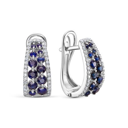 Серьги с 24 сапфирами и 68 бриллиантами из белого золота 141485