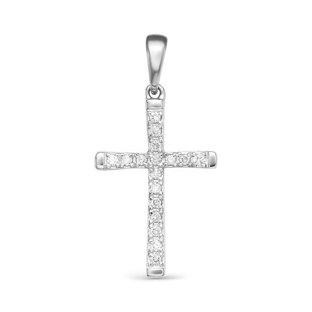 Декоративный крест с 17 бриллиантами 0.119 карат из белого золота 61549