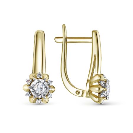 Серьги с 14 бриллиантами из лимонного золота 99764