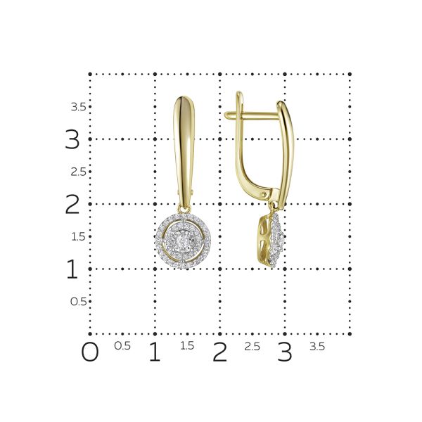 Серьги с 82 бриллиантами из лимонного золота 133235