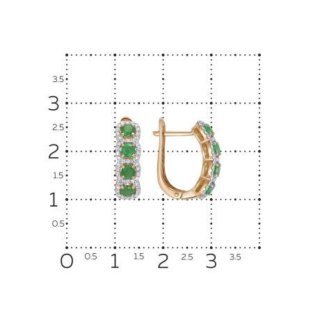 Серьги с 8 изумрудами и 94 бриллиантами из красного золота 129638