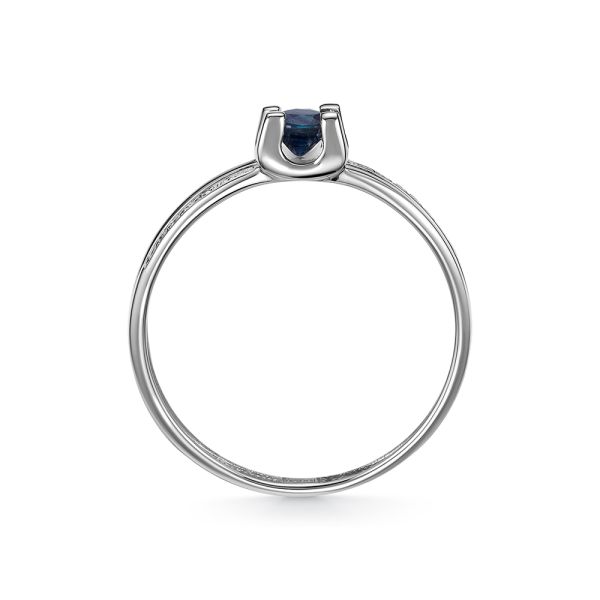 Кольцо с сапфиром и 14 бриллиантами из белого золота 142151