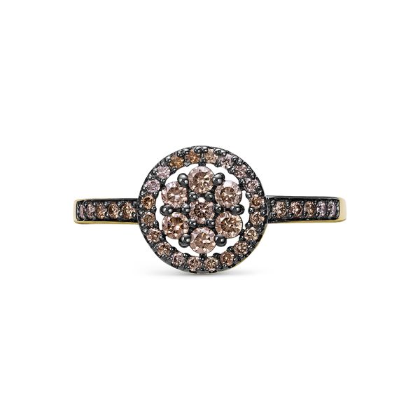 Кольцо с 37 коньячными бриллиантами из лимонного золота 147456