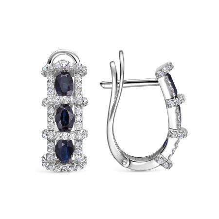 Серьги с 6 сапфирами и 108 бриллиантами из белого золота 144623