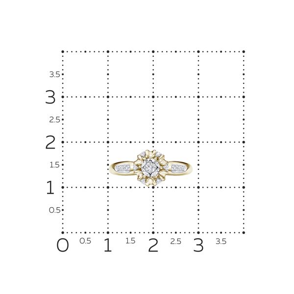Кольцо с 13 бриллиантами из лимонного золота 110461