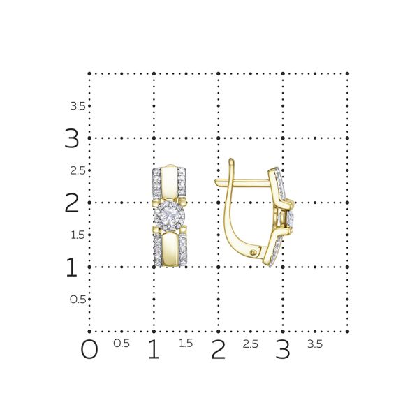 Серьги с 58 бриллиантами из лимонного золота 129587
