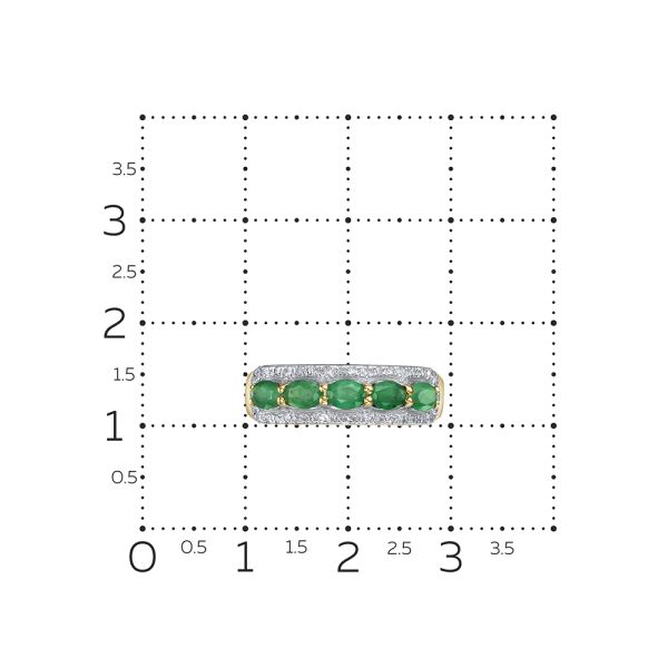 Кольцо с 5 изумрудами и 38 бриллиантами из лимонного золота 128763