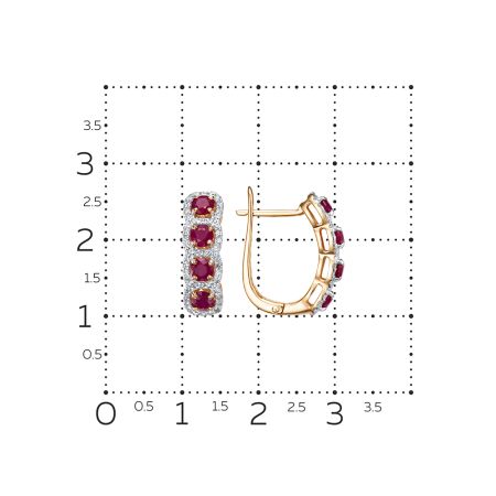 Серьги с 8 рубинами и 94 бриллиантами из красного золота 129552