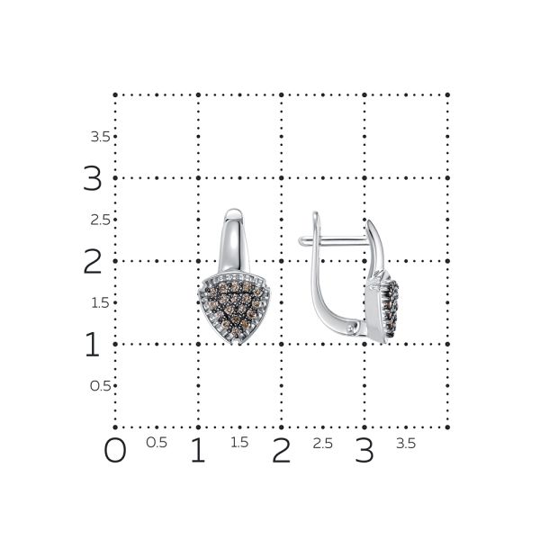 Серьги с 36 коньячными бриллиантами из белого золота 132504