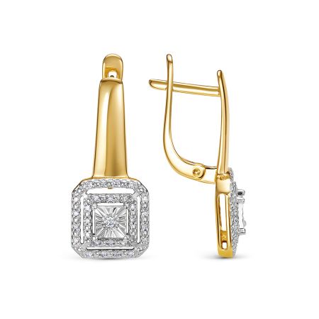 Серьги с 58 бриллиантами из лимонного золота 144605
